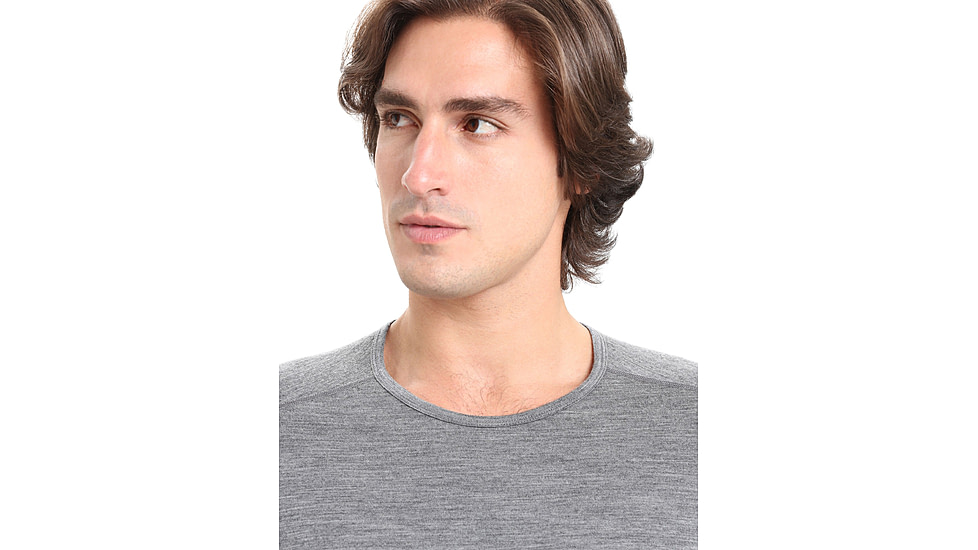 Icebreaker 200 Oasis Short Sleeve Crewe Thermal Top - Mens, Gritstone Heather, Small, IB104509013S