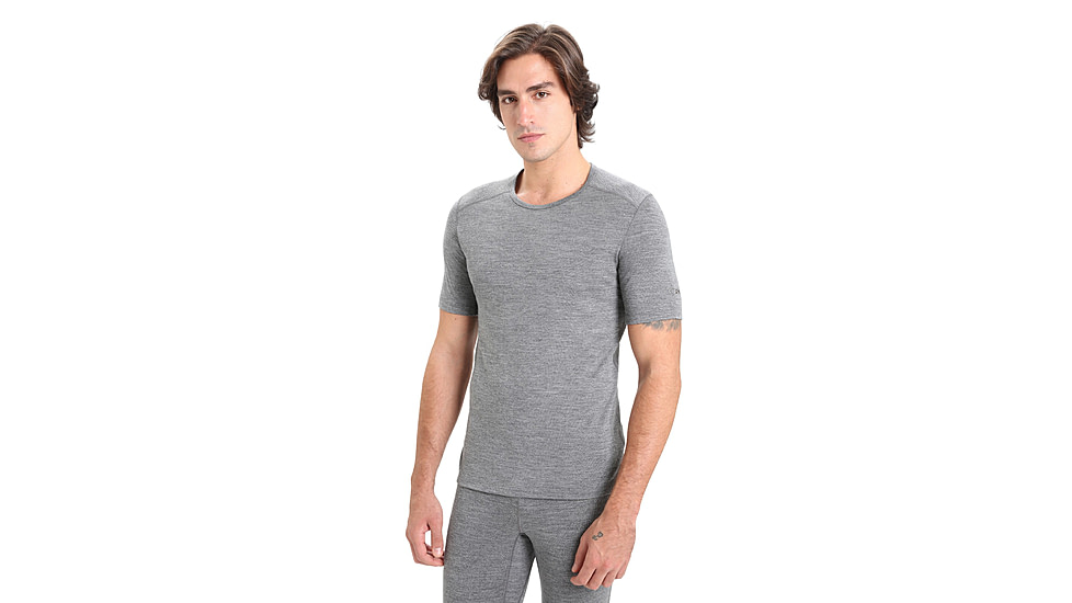 Icebreaker 200 Oasis Short Sleeve Crewe Thermal Top - Mens, Gritstone Heather, Small, IB104509013S