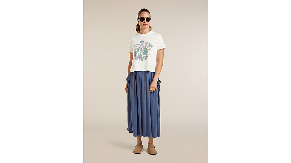 Icebreaker Merino 150 Tech Lite Short Sleeve Crop NZ Flora T-Shirt - Womens