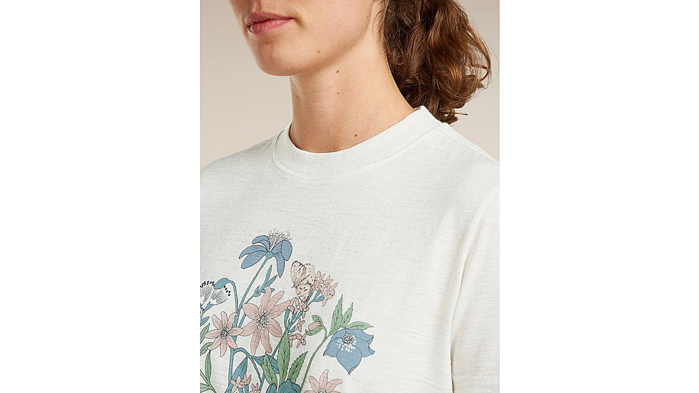 Icebreaker Merino 150 Tech Lite Short Sleeve Crop NZ Flora T-Shirt - Womens