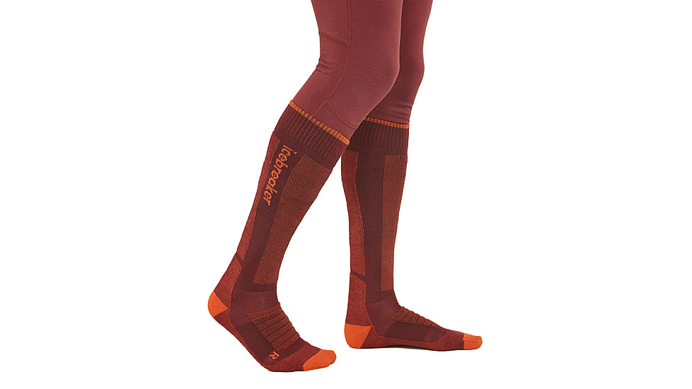 Icebreaker Men Merino Ski+ Medium OTC, Port/Blaze/Cedar Wood, XL, IB0A573P04QXL