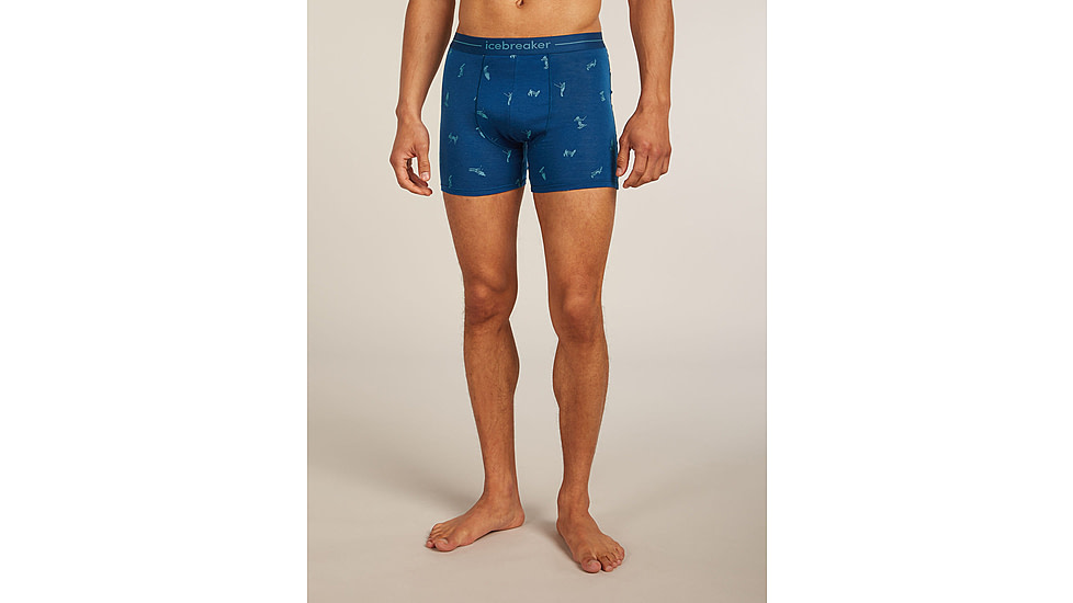 Icebreaker Merino 150 Anatomica Boxers Ski Day - Mens, Atlantis/Topaz/AOP, Medium, IB0A57340H8M