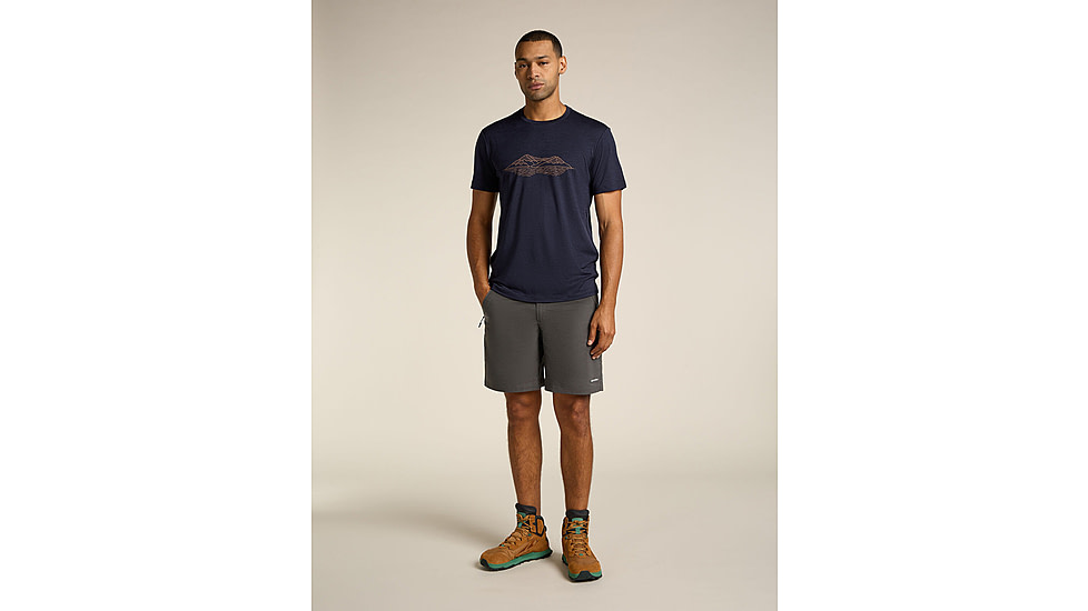 Icebreaker Merino 150 Tech Lite SS T-Shirt Pukaki Reflected - Mens, Midnight Navy, Large, IB0A572Q401L