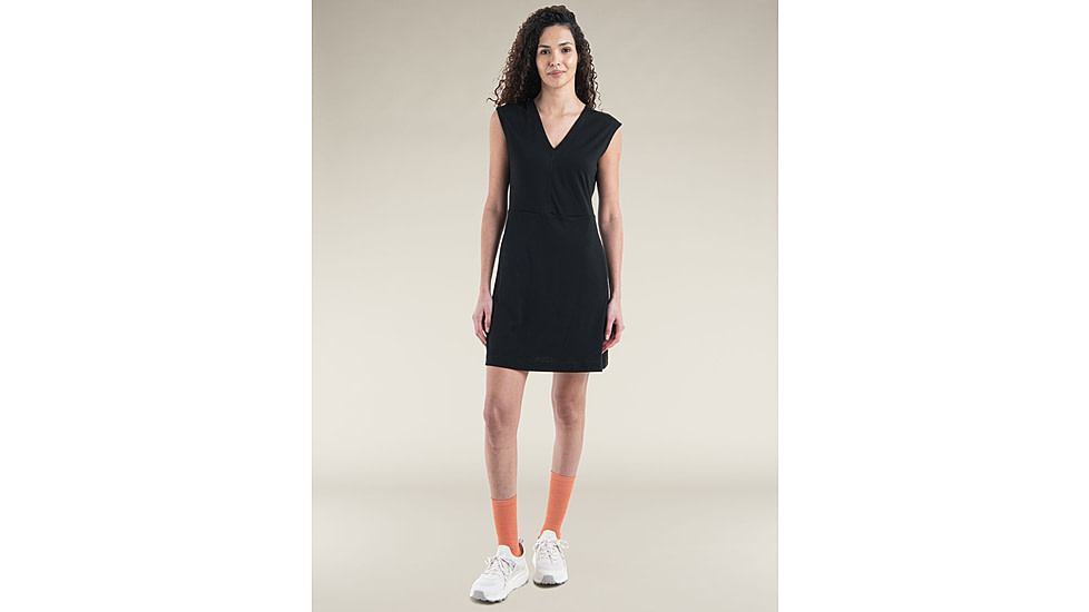 Icebreaker Merino 200 Granary Sleeveless V Neck Dress - Womens, Black, Large, IB0A56XS001L