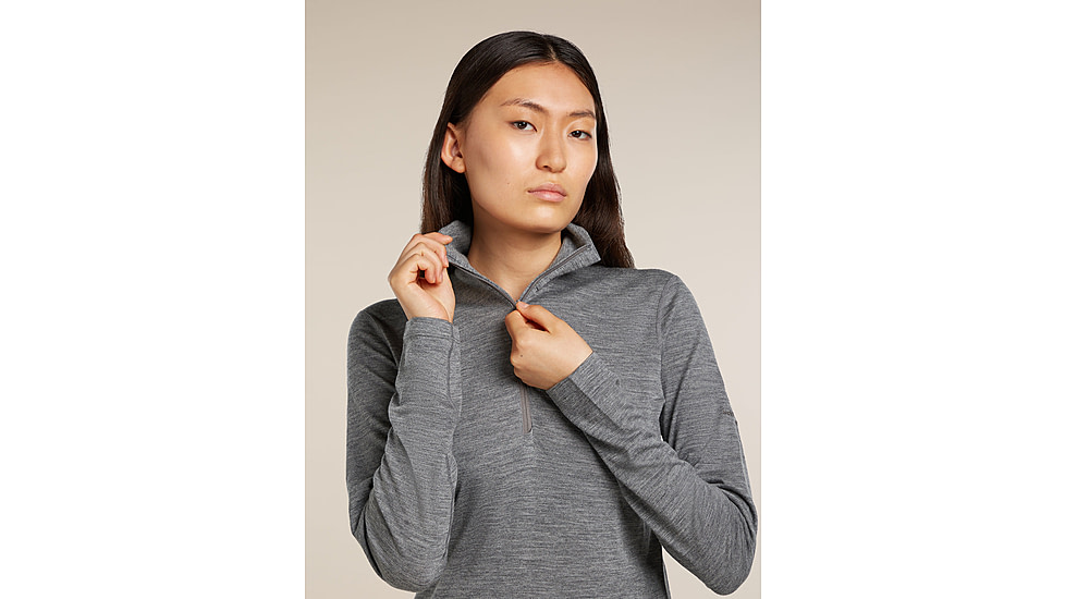 Icebreaker Merino 200 Oasis Long Sleeve Half Zip Thermal Top - Womens, Gritstone HTHR, Large, IBB04380013L