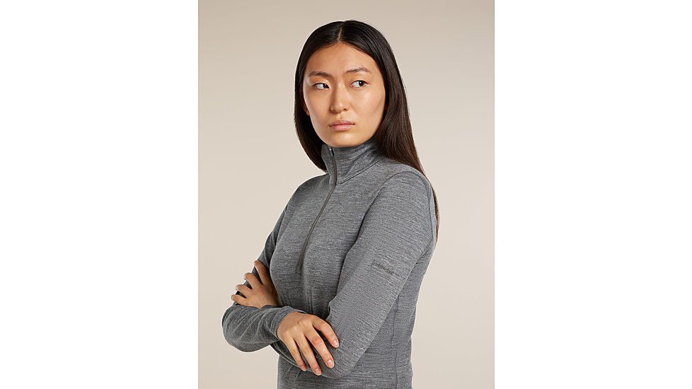 Icebreaker Merino 200 Oasis Long Sleeve Half Zip Thermal Top - Womens, Gritstone HTHR, Large, IBB04380013L