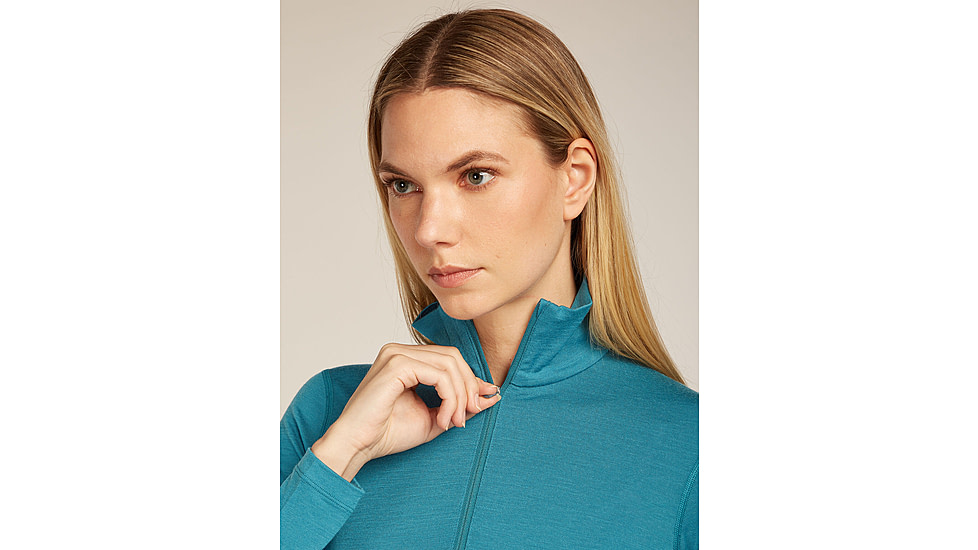 Icebreaker Merino 200 Oasis Long Sleeve Half Zip Thermal Top - Womens, Topaz, Large, IBB043800GQL