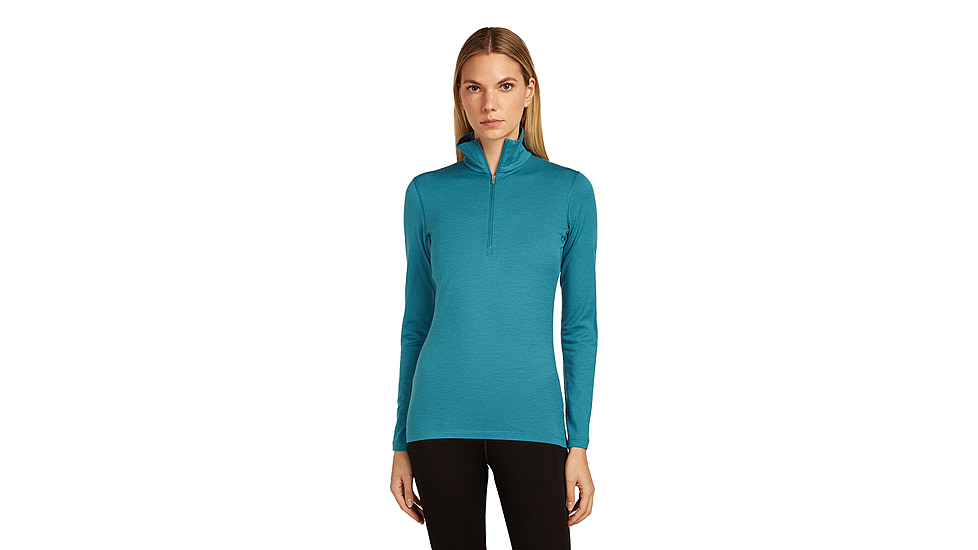Icebreaker Merino 200 Oasis Long Sleeve Half Zip Thermal Top - Womens, Topaz, Large, IBB043800GQL