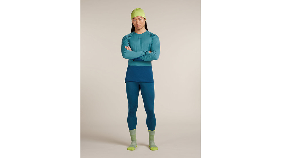Icebreaker Merino 200 ZoneKnit Long Sleeve Crew Thermal Top - Mens, Atlantis/Topaz/CB, Medium, IB0A579O0J7M