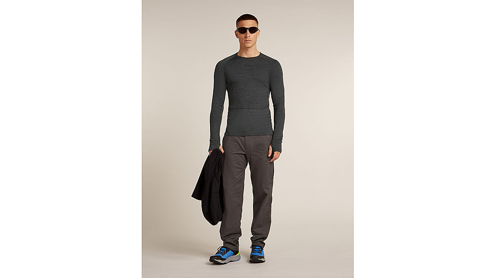 Icebreaker Merino 260 ZoneKnit Long Sleeve Crew Thermal Top - Mens, Jet HTHR, Extra Large, IB0A57CI011XL