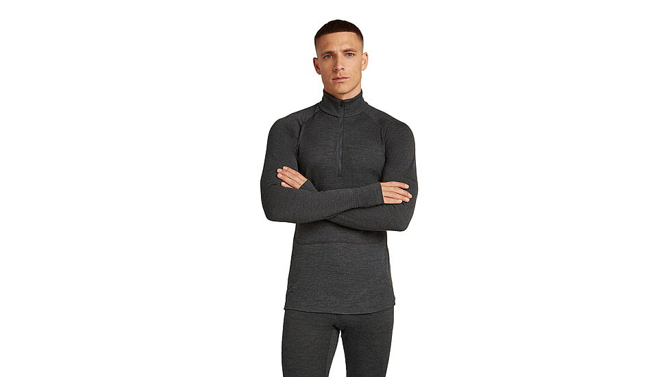 Icebreaker Merino 260 ZoneKnit Long Sleeve Half Zip Thermal Top - Mens, Jet HTHR, Large, IB0A57CJ011L