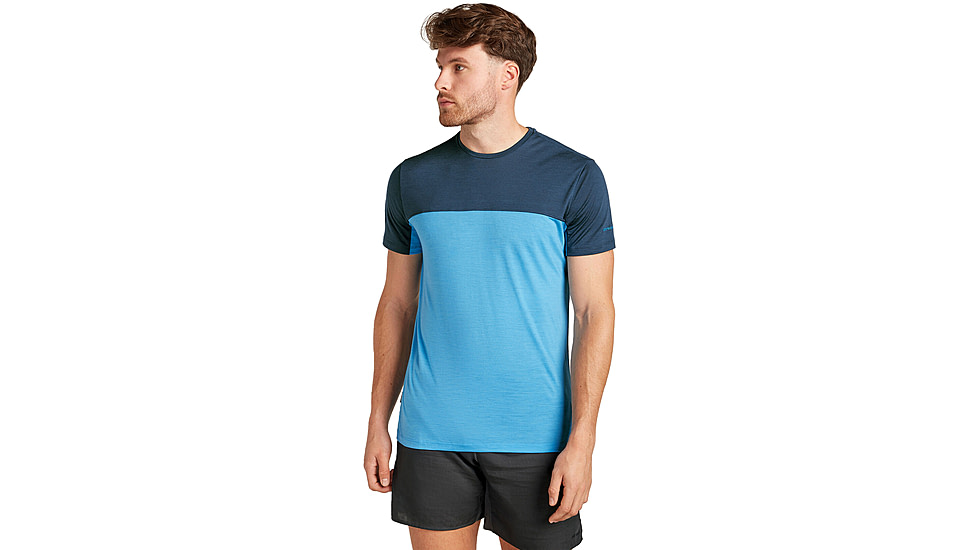 Icebreaker Merino Blend 125 Cool-Lite Sphere SS T-Shirt Colour Block - Mens, Arctic/Abyss/CB, Small, IB0A56X30GES