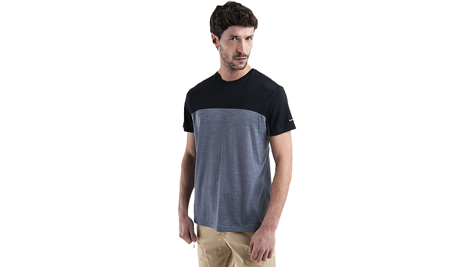 Icebreaker Merino Blend 125 Cool-Lite Sphere SS T-Shirt Colour Block - Mens, Graphite Hthr/Black/CB, Medium, IB0A56X3C91M