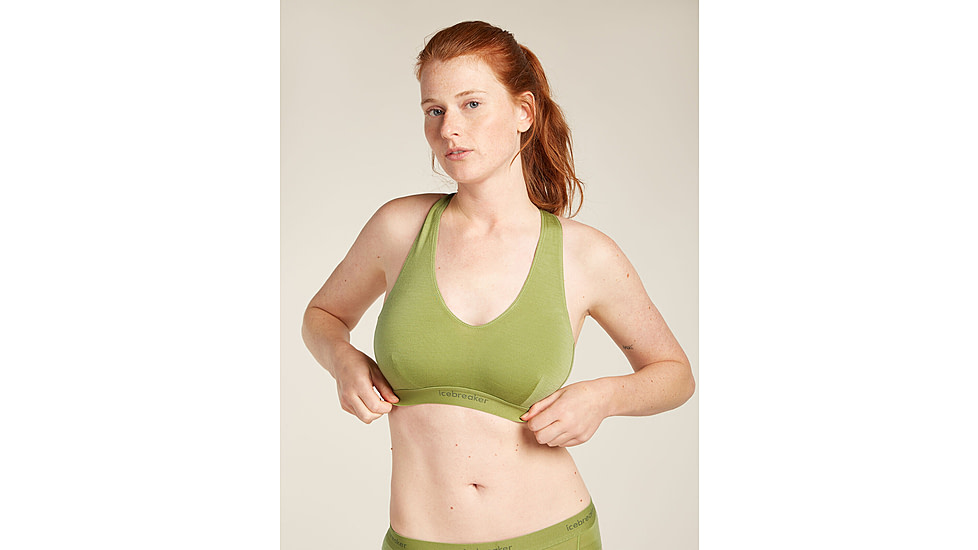 Icebreaker Merino Blend 125 Cool-Lite Sprite Racerback Bra - Womens, Olive, Extra Small, IB0A57240AAXS