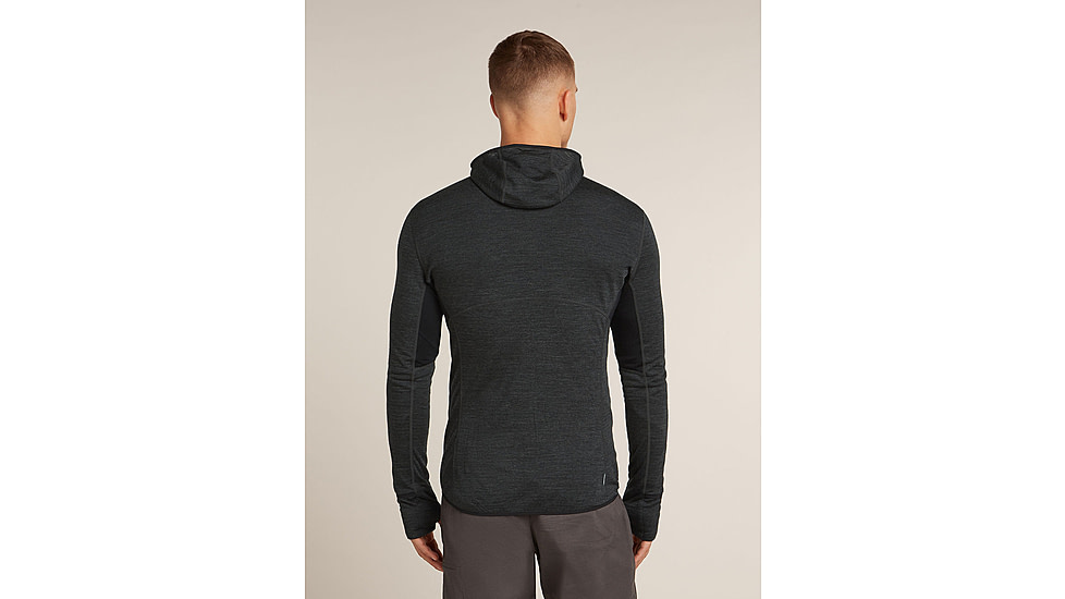 Icebreaker Merino Blend 200 RealFleece Descender Long Sleeve Zip Hoodie - Mens, Jet HTHR/Black/CB, Large, IBBA56VZ944L