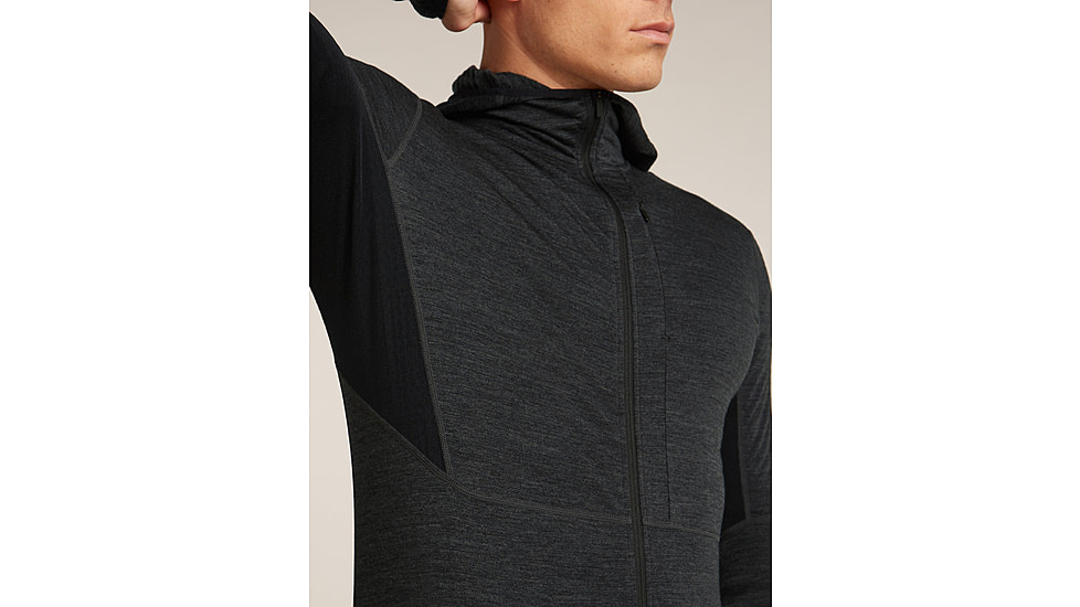 Icebreaker Merino Blend 200 RealFleece Descender Long Sleeve Zip Hoodie - Mens, Jet HTHR/Black/CB, Large, IBBA56VZ944L