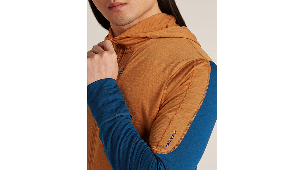 Icebreaker Merino Blend 200 RealFleece Descender Long Sleeve Zip Hoodie - Mens, Trail/Atlantis/CB, Large, IBBA56VZ0J5L