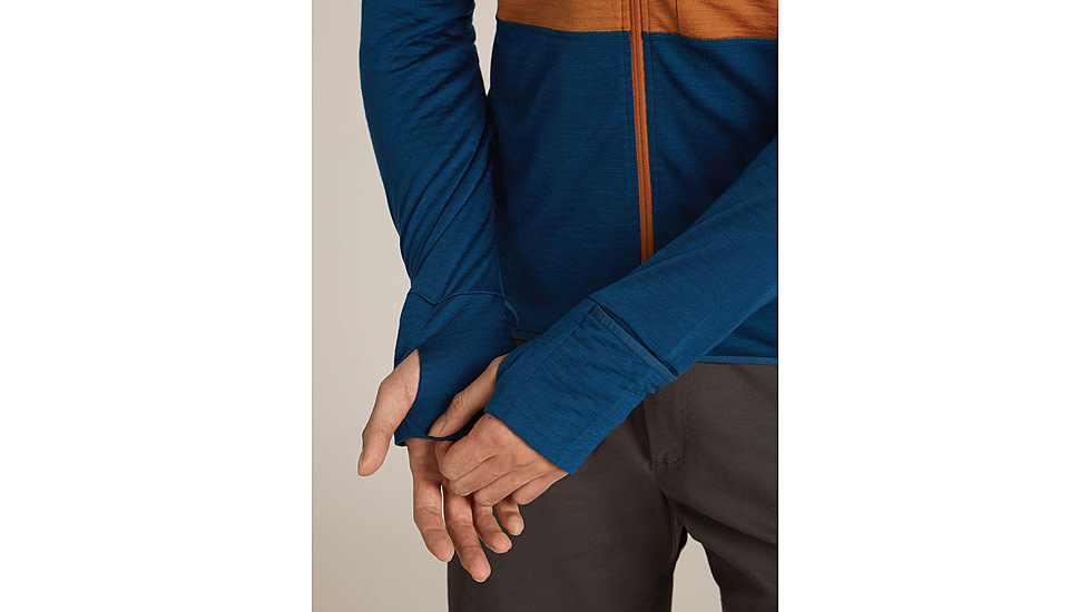 Icebreaker Merino Blend 200 RealFleece Descender Long Sleeve Zip Hoodie - Mens, Trail/Atlantis/CB, Large, IBBA56VZ0J5L