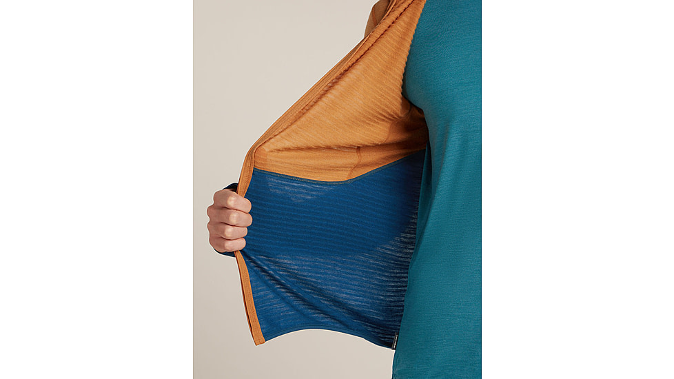 Icebreaker Merino Blend 200 RealFleece Descender Long Sleeve Zip Hoodie - Mens, Trail/Atlantis/CB, Large, IBBA56VZ0J5L