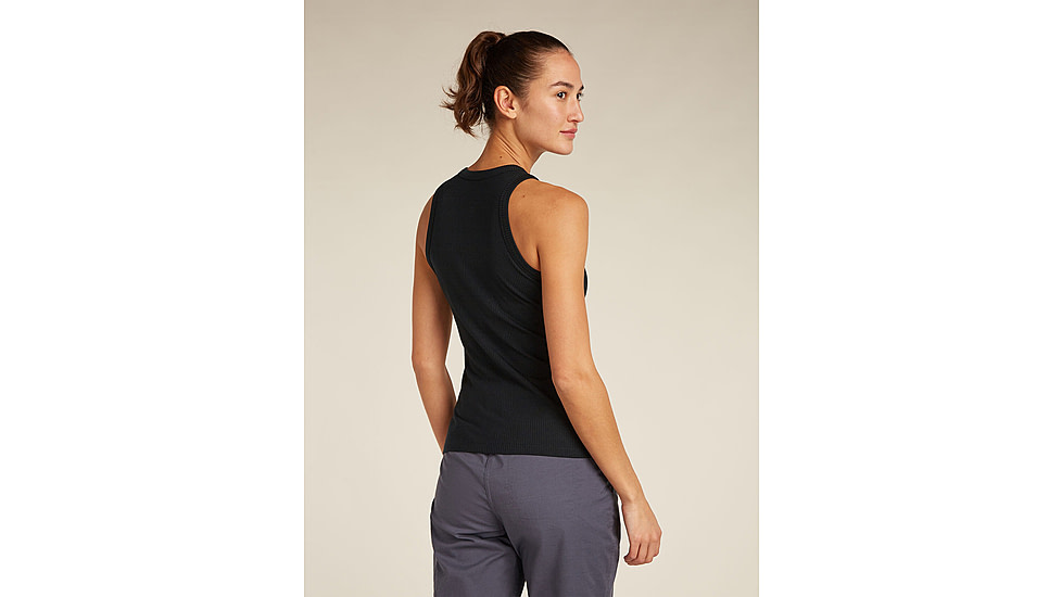 Icebreaker Merino Blend Rib Lotus Tank - Womens, Black, Extra Large, IB0A5779001XL