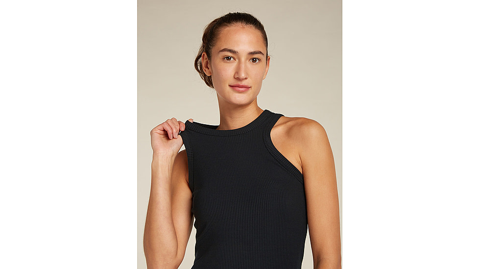 Icebreaker Merino Blend Rib Lotus Tank - Womens, Black, Extra Large, IB0A5779001XL