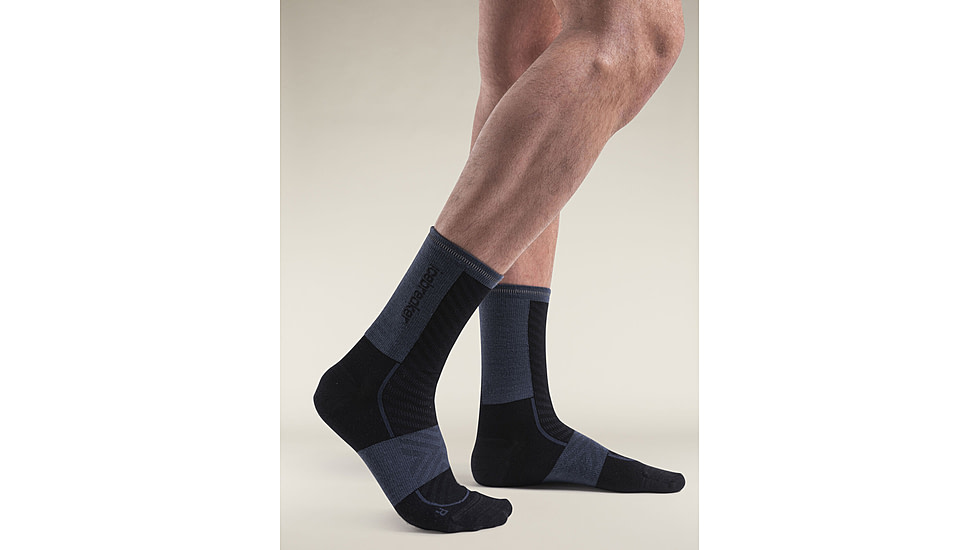Icebreaker Merino Blend Run+ Ultralight Crew Socks - Men's, Black/Graphite, Large, IB0A56VLB58L