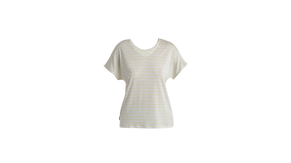 Icebreaker Merino Drayden Reversible SS Top Stripe - Womens, Ecru Heather/Glazen/S, Large, IB0A56ZWB78L