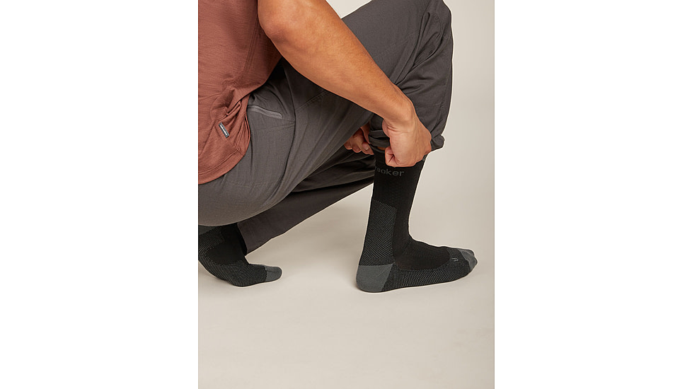 Icebreaker Merino Hike+ Ultralight Crew Socks - Mens, Black/Obsidian, Large, IB0A578Q0FBL