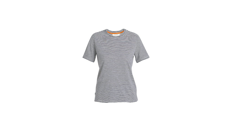 Icebreaker Merino Linen SS Tee Stripe - Womens, Snow/Midnight Navy/S, Small, IB0A56ZYA78S