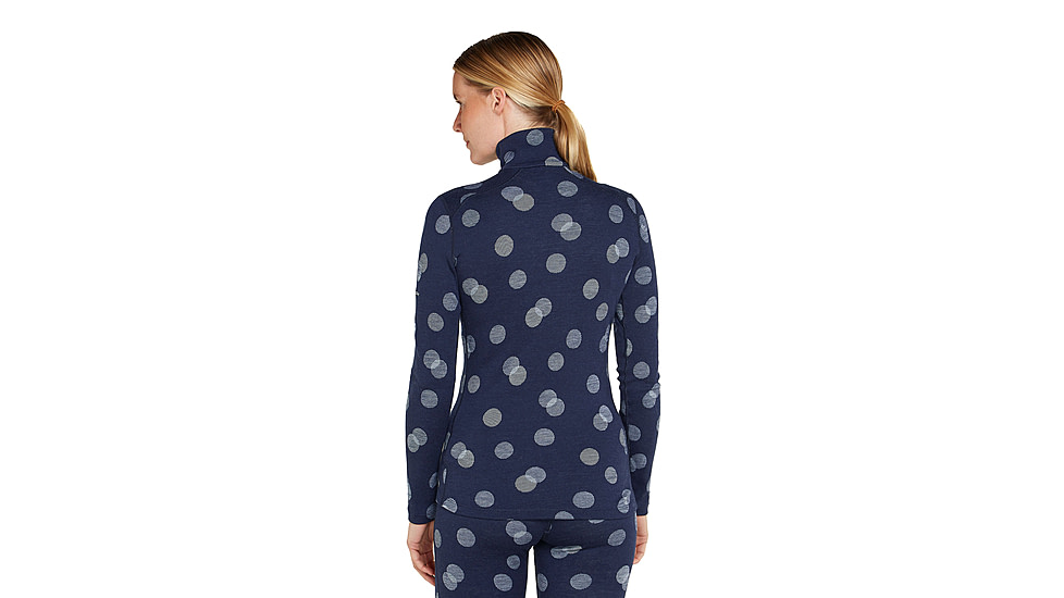 Icebreaker Women Merino 260 Vertex LS Half Zip Falling Flakes, Midnight Navy/Snow/J, M, IB0A574P259M