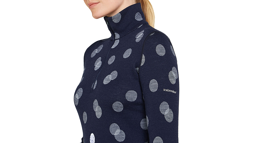 Icebreaker Women Merino 260 Vertex LS Half Zip Falling Flakes, Midnight Navy/Snow/J, M, IB0A574P259M