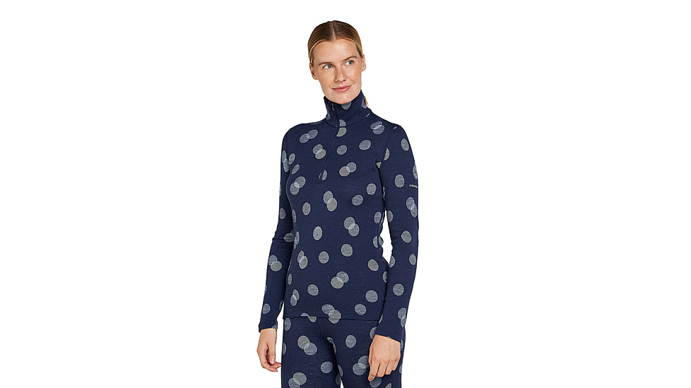Icebreaker Women Merino 260 Vertex LS Half Zip Falling Flakes, Midnight Navy/Snow/J, M, IB0A574P259M