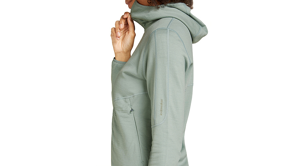 Icebreaker Women Merino 560 Realfleece Elemental LS Zip Hoodie, Moss, L, IBBA56SS01GL