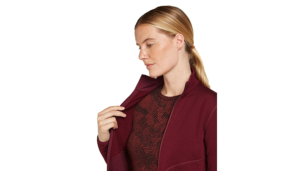 Icebreaker Women Merino 560 Realfleece Elemental LS Zip, Port, M, IBBA56SR01CM