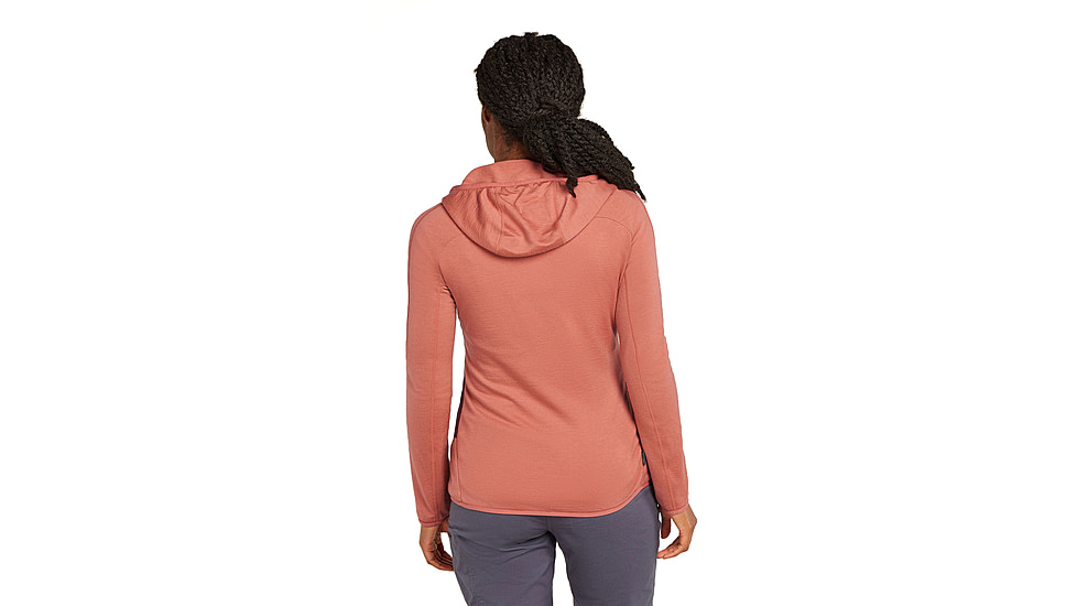 Icebreaker Women Merino Quantum Hybrid LS Zip Hoodie, Cedar Wood/Port/CB, M, IBBA56SZ02TM