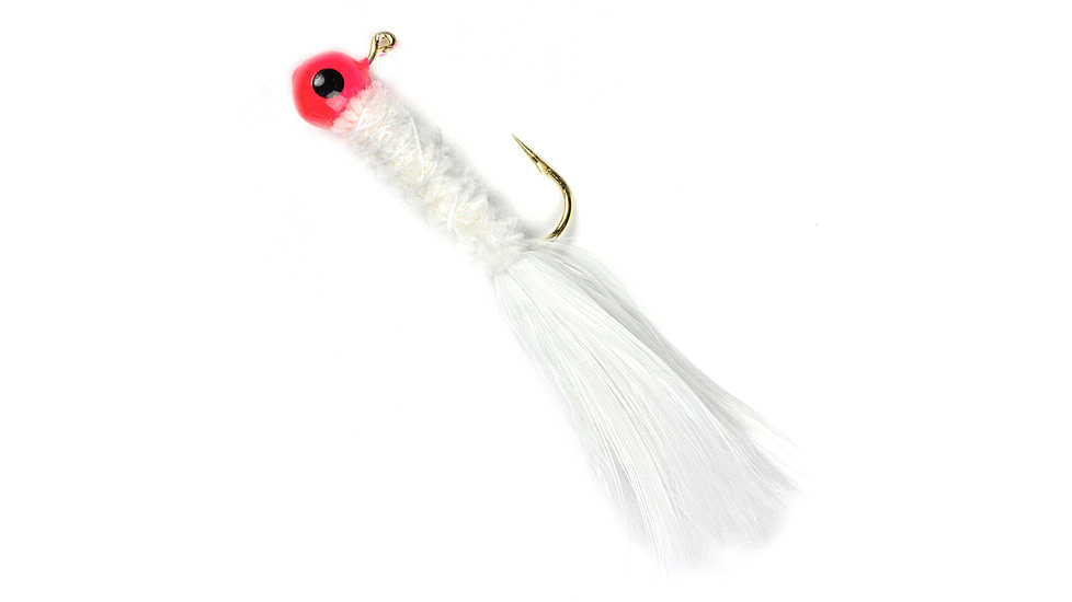 Johnson Beetle Bou Hard Bait, Marabou Jig, 1/16 oz, 2in / 5cm, Hook Size 1, 10 Hooks, Pink/White/White, 1200229