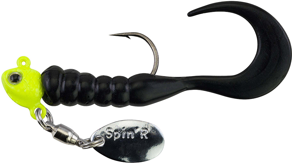 Johnson Crappie Buster SpinftR Grub Hard Bait, 1/8 oz, 2in / 5cm, Hook Size 2, Chartreuse/Black, 1342593