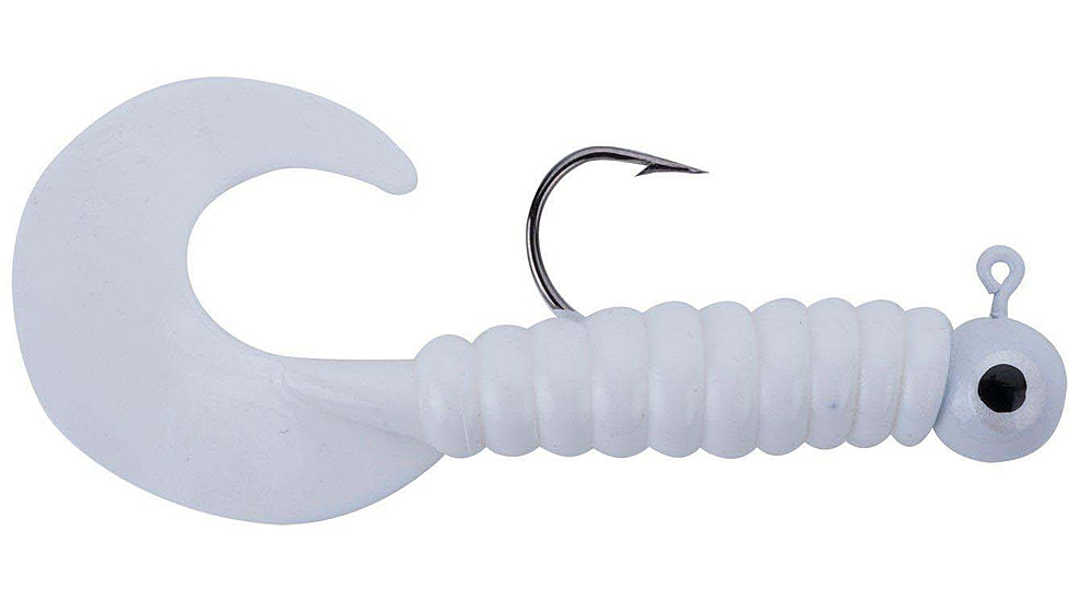 Johnson Swimming Grubs Soft Bait, 1/8 oz, 3in / 8cm, Hook Size 1, 5 Hooks, White, 1224994