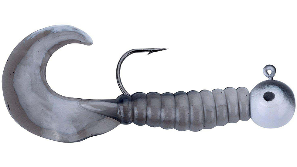 Johnson Swimming Grubs Soft Bait, 1/4 oz, 3in / 8cm, Hook Size 2/0, 5 Hooks, White/Black, 1224231