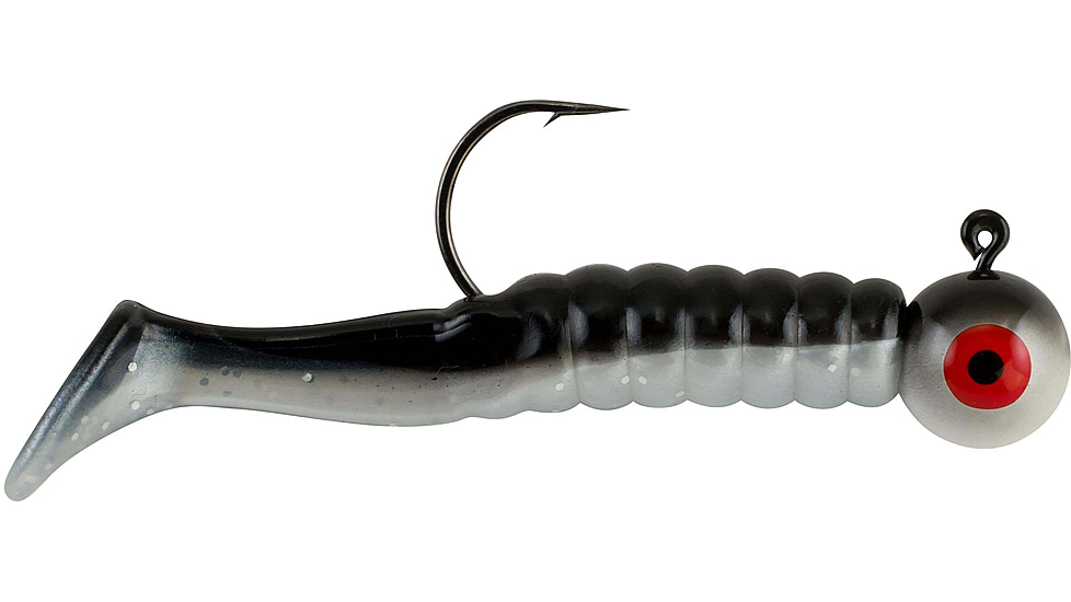 Johnson Swimming Paddletail Soft Bait, 1/4 oz, 2 1/8in / 5cm, Hook Size 2/0, 5 Hooks, Black Shad, 1430525