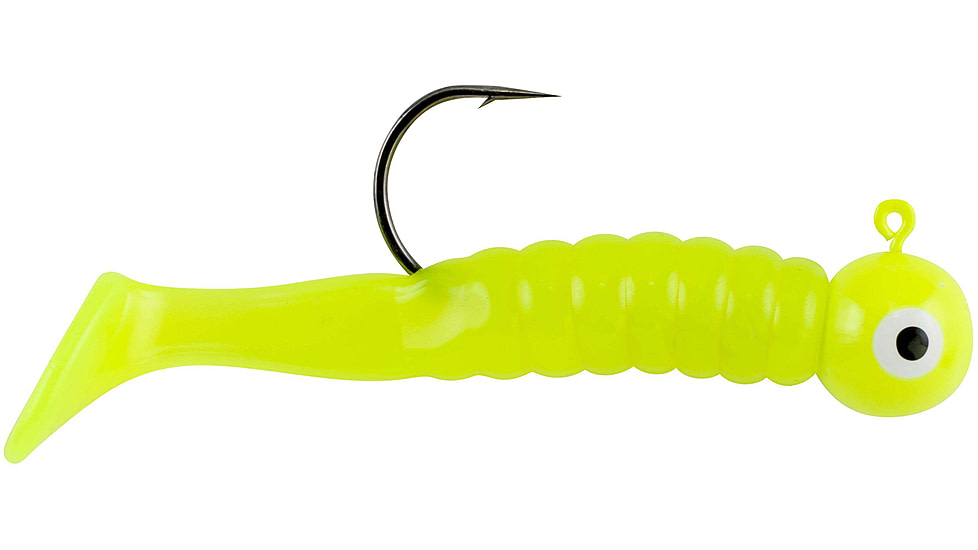 Johnson Swimming Paddletail Soft Bait, 1/8 oz, 2 1/8in / 5cm, Hook Size 1, 5 Hooks, Chartreuse, 1430324