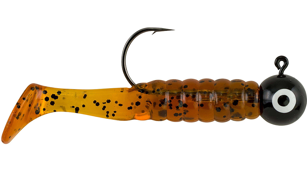 Johnson Swimming Paddletail Soft Bait, 1/4 oz, 2 1/8in / 5cm, Hook Size 2/0, 5 Hooks, Pumpkinseed, 1430531