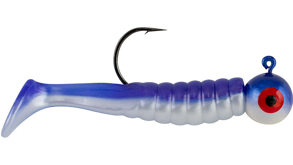 Johnson Swimming Paddletail Soft Bait, 1/4 oz, 2 1/8in / 5cm, Hook Size 2/0, 5 Hooks, Purple Pearl, 1430530