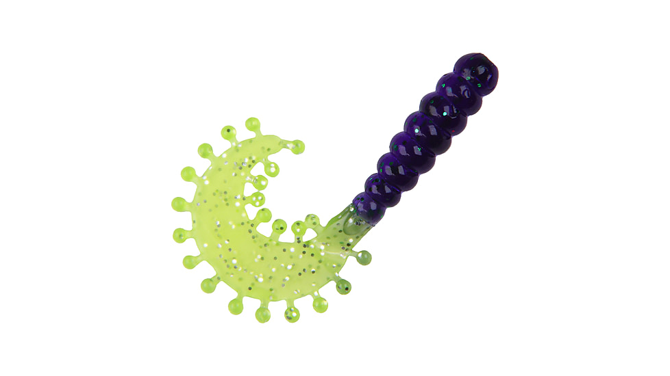 Kalins Fishing Kalin 2in Triple Tickle Grub, 10 Pack, Junebug/Chartreuse, 2XT10-820