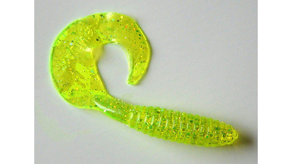 Kalins Fishing Kalin Lunker Grub, 5in, Chartreuse Holographic, 10/Pack, 5G10-533