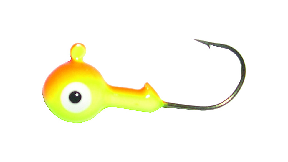 Kalins Fishing Kalin Roundhead Jig, 3/8oz, 2/0 Hook, Chartreuse/Orange, 8/Pack, RH38-1