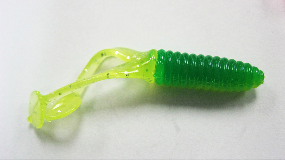 Kalin's Fishing Kalin Triple Threat Crappie Scrub TwinTail Soft Bait, 4, 1.75in, John Deere Green, TSC10-872