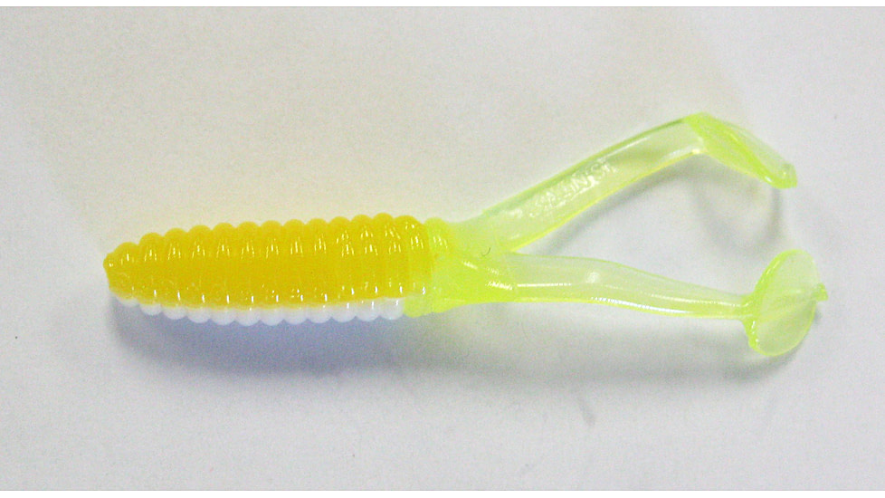 Kalin's Fishing Kalin Triple Threat Crappie Scrub TwinTail Soft Bait, 4, 1.75in, Lemon Meringue, TSC10-848