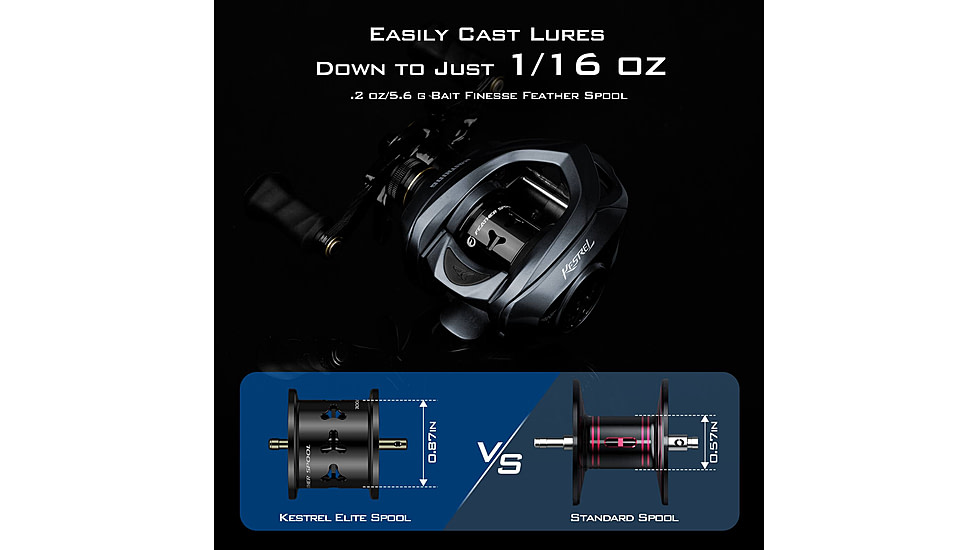 Kast King Kestrel Elite Magnesium Frame BFS Finesse Baitcasting Reel, Left, KKRLCSTKSEBFS84LSCG