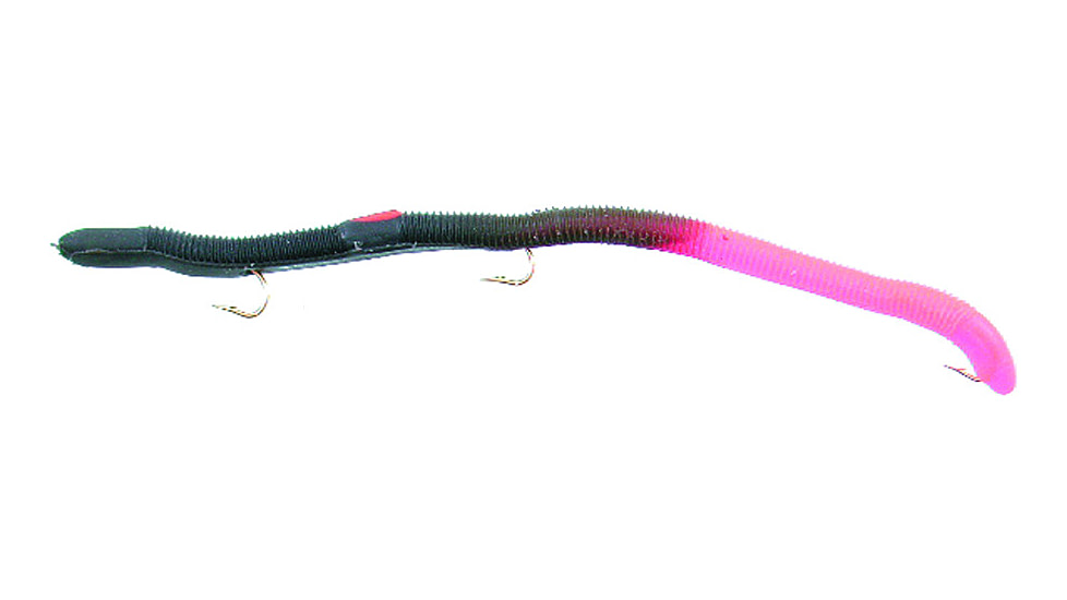 Kellys Fire Tail Pre-Rigged Plastic Worm, 5 1/2in, 3 Number 6 Hooks, Black Firetail, FT103-B/FT